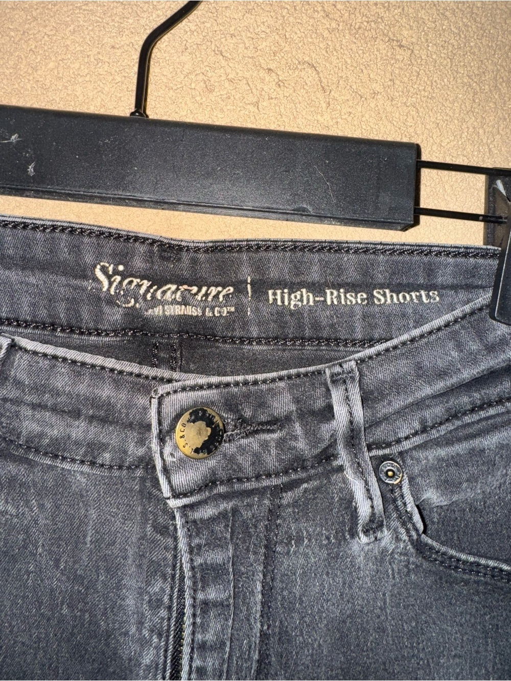 Signature Washed Black High-Rise Denim Shorts - Picture 3 of 5